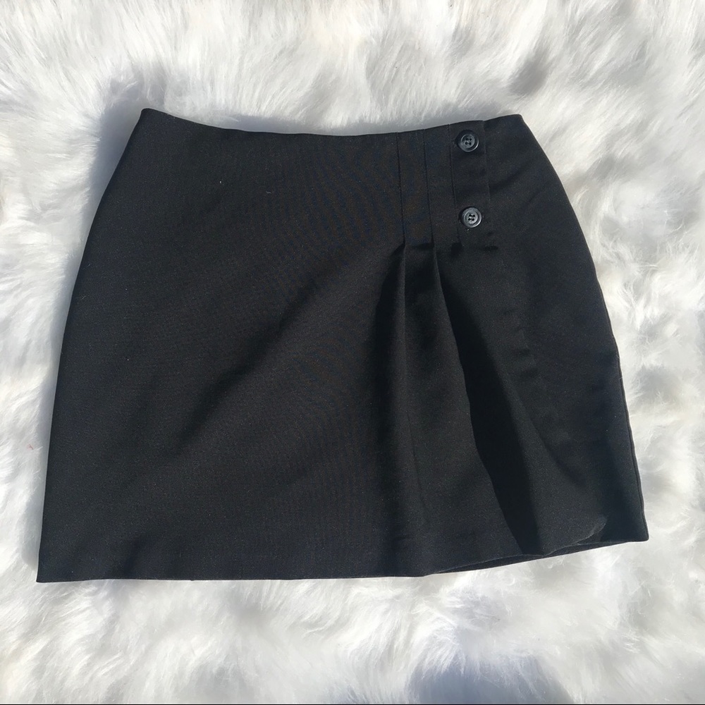 90s black wrap skirt with marbled buttons